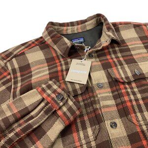 Patagonia Fjord Loft Mens Blanket Shirt Jacket Organic Cotton Brown NWT